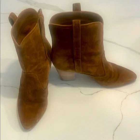 Laurence Dacade Italian Brown Suede Ankle Boots short cowboy style Size EU 39 - Picture 2 of 7